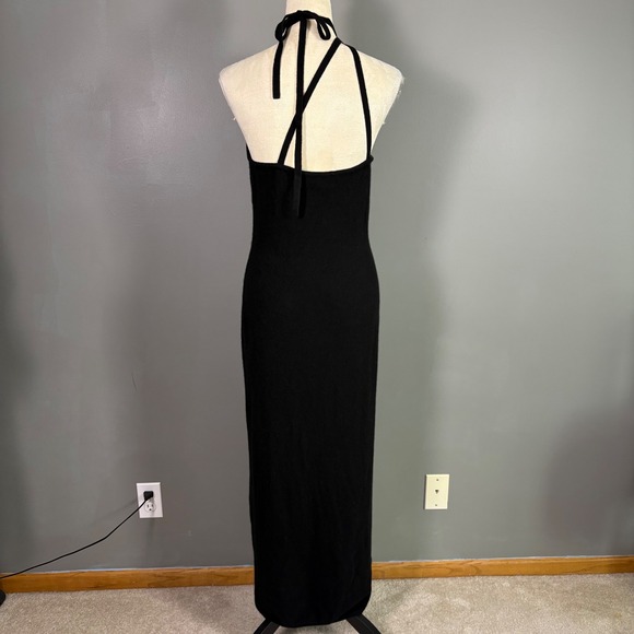 NWT Reformation Ilaria Cashmere Dress Women XL Black Rosette One Shoulder Maxi - Picture 9 of 10